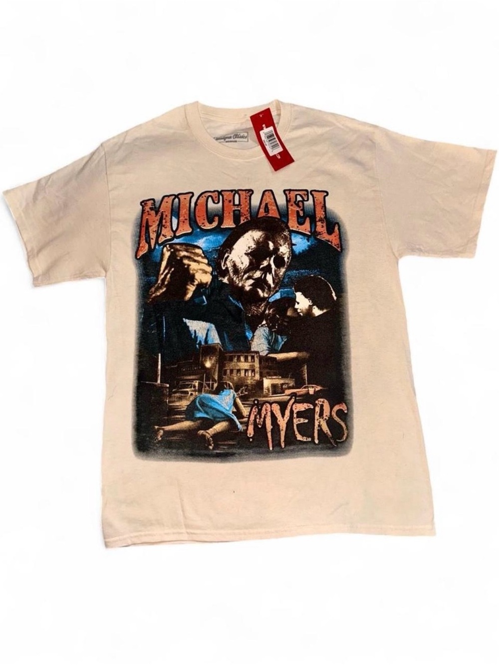 Headgear Classics Michael Myers Graphic Tee - Cream Horror Size Medium